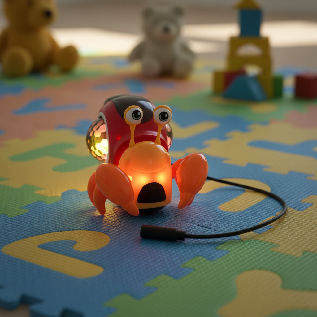 Switch-Adapted Light Up Crab Toy in a stunning setting
